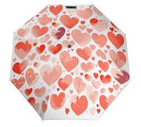 AQRJLPM Parapluie coupe-vent en forme de cœur dessiné à la main, protection UV, ouverture automatique avec cadre solide, léger et durable, parapluie de voyage pliable de qualité supérieure pour homme