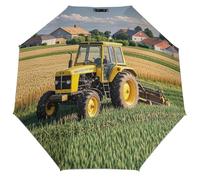 AQRJLPM Parapluie coupe-vent Tractor Farm - Protection UV - Ouverture automatique - Cadre solide et léger - Pliable - Pour homme et femme