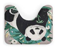AQRJLPM Petit tapis de toilette doux en forme de U antidérapant à séchage rapide et super absorbant pour salle de bain, baignoire et douche - Motif panda - Noir et blanc