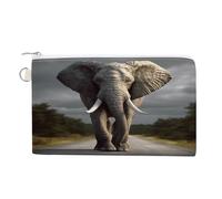 AQRJLPM Portefeuille 3D éléphant en toile fin et léger durable avec fermeture éclair pour homme et femme
