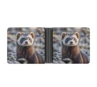 AQRJLPM Portefeuille à deux volets en cuir pour furet poilu avec pince à billets - Cadeau pour homme