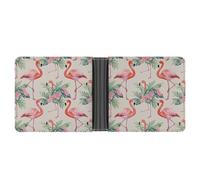 AQRJLPM Portefeuille aquarelle flamant rose avec pince à billets en cuir portefeuille à deux volets fin porte-cartes de crédit cadeau pour homme