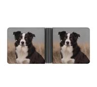 AQRJLPM Portefeuille Border Collie avec pince à billets en cuir à deux volets, porte-cartes de crédit, cadeau pour homme