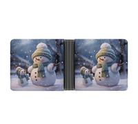 AQRJLPM Portefeuille d'hiver en cuir à deux volets avec pince à billets pour homme Motif bonhomme de neige