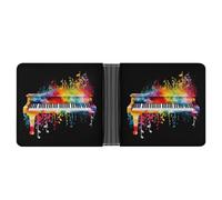 AQRJLPM Portefeuille en cuir coloré avec clavier de piano avec pince à billets - Portefeuille fin pour cartes de crédit - Cadeau pour homme