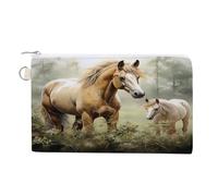 AQRJLPM Portefeuille en toile fine et légère avec fermeture éclair pour homme et femme Motif chevaux