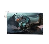 AQRJLPM Portefeuille en toile fine et légère avec fermeture éclair pour homme et femme Motif dragon