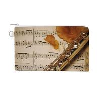 AQRJLPM Portefeuille en toile fine et légère avec fermeture éclair pour homme et femme Motif flûte