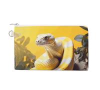 AQRJLPM Portefeuille en toile python jaune et blanc fin et léger durable avec fermeture éclair pour homme et femme