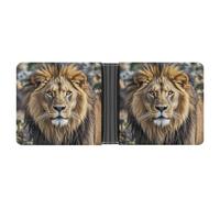 AQRJLPM Portefeuille fin en cuir avec pince à billets en forme de tête de lion africaine pour homme