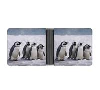 AQRJLPM Portefeuille fin en cuir avec pince à billets et porte-cartes de crédit pour homme Motif animaux et champ de neige