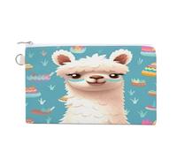 AQRJLPM Portefeuille fin et léger en toile alpaga avec fermeture éclair pour homme et femme