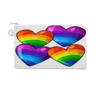 AQRJLPM Portefeuille fin et léger en toile avec fermeture éclair pour homme et femme Motif cœurs