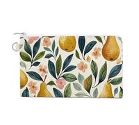 AQRJLPM Portefeuille fin et léger en toile avec fermeture éclair pour homme et femme Motif figues et poires