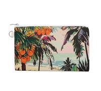 AQRJLPM Portefeuille fin et léger en toile avec fermeture éclair pour homme et femme Motif floral tropical