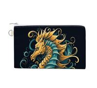 AQRJLPM Portefeuille fin et léger en toile avec fermeture éclair pour homme et femme Motif hippocampe Bleu