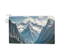 AQRJLPM Portefeuille fin et léger en toile avec fermeture éclair pour homme et femme Motif montagnes et rivières