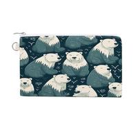 AQRJLPM Portefeuille fin et léger en toile avec fermeture éclair pour homme et femme Motif ours polaire