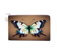 AQRJLPM Portefeuille fin et léger en toile avec fermeture éclair pour homme et femme Motif papillon mignon