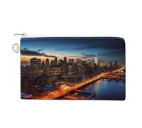 AQRJLPM Portefeuille fin et léger en toile avec fermeture éclair pour homme et femme Motif paysage de New York