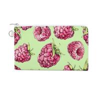 AQRJLPM Portefeuille fin et léger en toile avec fermeture éclair pour homme et femme Motif pêche framboise