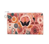 AQRJLPM Portefeuille fin et léger en toile avec fermeture éclair pour homme et femme Motif plantes