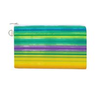 AQRJLPM Portefeuille fin et léger en toile avec fermeture éclair pour homme et femme Motif rayures arc-en-ciel