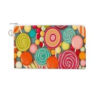 AQRJLPM Portefeuille fin et léger en toile avec fermeture éclair pour homme et femme Motif sucettes