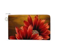 AQRJLPM Portefeuille fin et léger en toile avec fermeture éclair pour homme et femme Motif tournesol Rouge