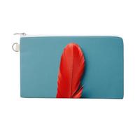 AQRJLPM Portefeuille fin et léger en toile avec fermeture éclair pour homme et femme Rouge