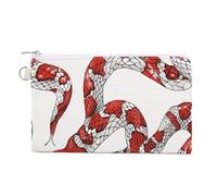 AQRJLPM Portefeuille fin et léger en toile avec fermeture éclair pour homme et femme Rouge et blanc