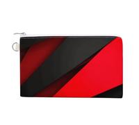 AQRJLPM Portefeuille fin et léger en toile avec fermeture éclair pour homme et femme Rouge/noir