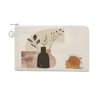 AQRJLPM Portefeuille fin et léger en toile beige et marron avec fermeture éclair pour homme et femme