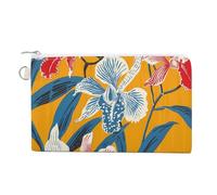 AQRJLPM Portefeuille fin et léger en toile jaune moutarde avec fermeture éclair pour homme et femme