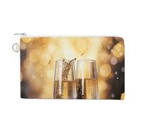 AQRJLPM Portefeuille fin et léger en toile pour deux verres de champagne avec fermeture éclair pour homme et femme
