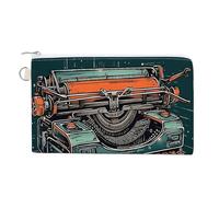 AQRJLPM Portefeuille fin et léger en toile pour machine à écrire avec fermeture éclair pour homme et femme