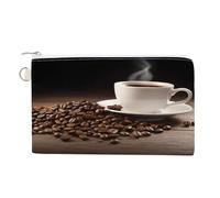 AQRJLPM Portefeuille fin et léger en toile pour tasse à café et grains de café, porte-cartes à fermeture éclair durable pour homme et femme