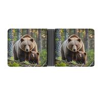 AQRJLPM Portefeuille Mama Bear avec pince à billets en cuir à deux volets, porte-cartes de crédit, cadeau pour homme
