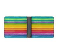 AQRJLPM Portefeuille rayé coloré arc-en-ciel avec pince à billets en cuir portefeuille à deux volets fin porte-cartes de crédit cadeau pour homme