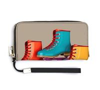 AQRJLPM Portefeuille rétro coloré en cuir avec fermeture éclair autour de l'embrayage, portefeuille de grande capacité avec dragonne, blanc, 20 x 10,5 cm, portefeuille, blanc, 20.0*10.5cm,