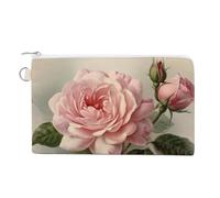 AQRJLPM Portefeuille vintage en toile fine et légère avec fermeture éclair pour homme et femme Motif rose