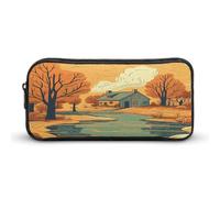 AQRJLPM River in Front of House Trousse à crayons de grande capacité Simple Marqueur Pochette Portable Esthétique Fermeture Éclair