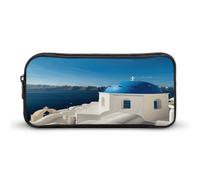 AQRJLPM Santorini Trousse à crayons de grande capacité avec fermeture éclair Motif île grecque