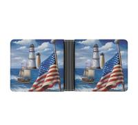 AQRJLPM Sea To Shining Sea Portefeuille patriotique en cuir avec pince à billets Portefeuille fin pour cartes de crédit Cadeau pour homme