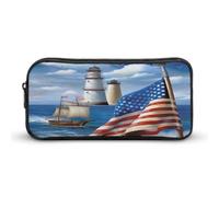 AQRJLPM Sea To Shining Sea Trousse à crayons patriotique de grande capacité Simple Marqueur Portable Esthétique Fermeture Éclair