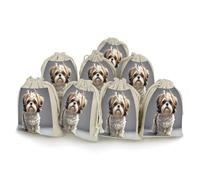AQRJLPM Shih Tzu Lot de 8 petites pochettes réutilisables en toile de jute souple en coton pour bijoux, fête, mariage, rangement et fournitures d'intérieur