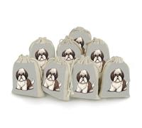 AQRJLPM Shih Tzu Lot de 8 petites pochettes réutilisables en toile de jute souple en coton pour bijoux, fête, mariage, rangement et fournitures d'intérieur