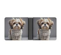 AQRJLPM Shih Tzu Portefeuille en cuir avec pince à billets en cuir pour homme
