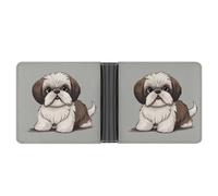 AQRJLPM Shih Tzu Portefeuille en cuir avec pince à billets en cuir pour homme