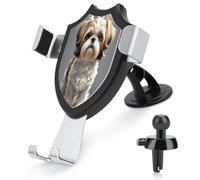 AQRJLPM Shih Tzu Support de téléphone mains libres pour tableau de bord pare-brise grille d'aération en métal pour tous les smartphones et modèles de voiture